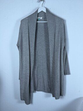 Andean Women's Gray Baby Alpaca Blend Open Front Duster Cardigan Sweater Medium